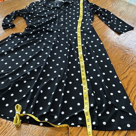 Evan Picone black and white dotted circle skirt shirt dress.Long sleeve, Size 14 - Picture 5 of 8